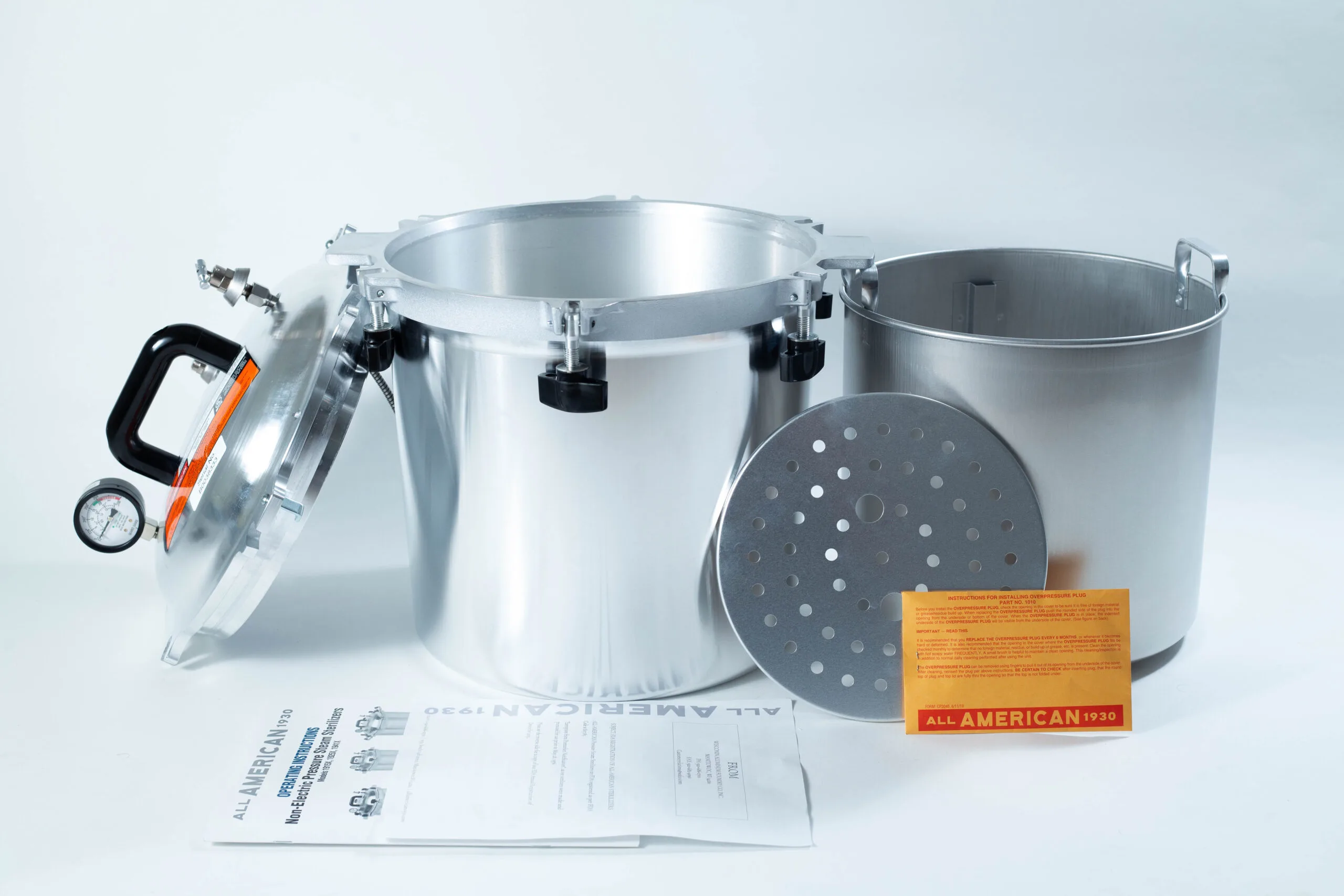 1925x Non-Electric All American Steam Sterilizer Autoclave open with all including parts outside
