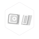 Two gray buttons—one circular and one rectangular—sit inside a faint hexagonal border on a light background, evoking the clean, modern style of Global Mushroom Supplies.