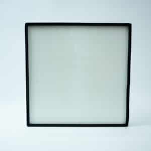 The Laminar Flow Hood HEPA Airfilter H14 w/prefilter 60x60x35cm with a black frame stands upright on a white background.